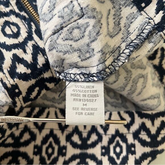 Cali 1850 Linen Blend Lightweight Full Zipper Jacket Artsy Print Medium - Picture 10 of 11